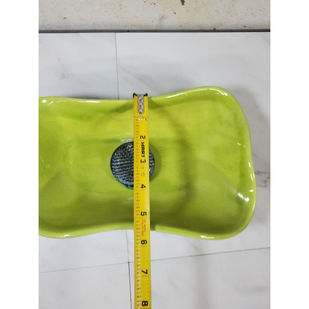 Haeger Art Pottery Glossy Green Flower Frog Vintage Large Plate Platter 14" - Picture 2 of 9